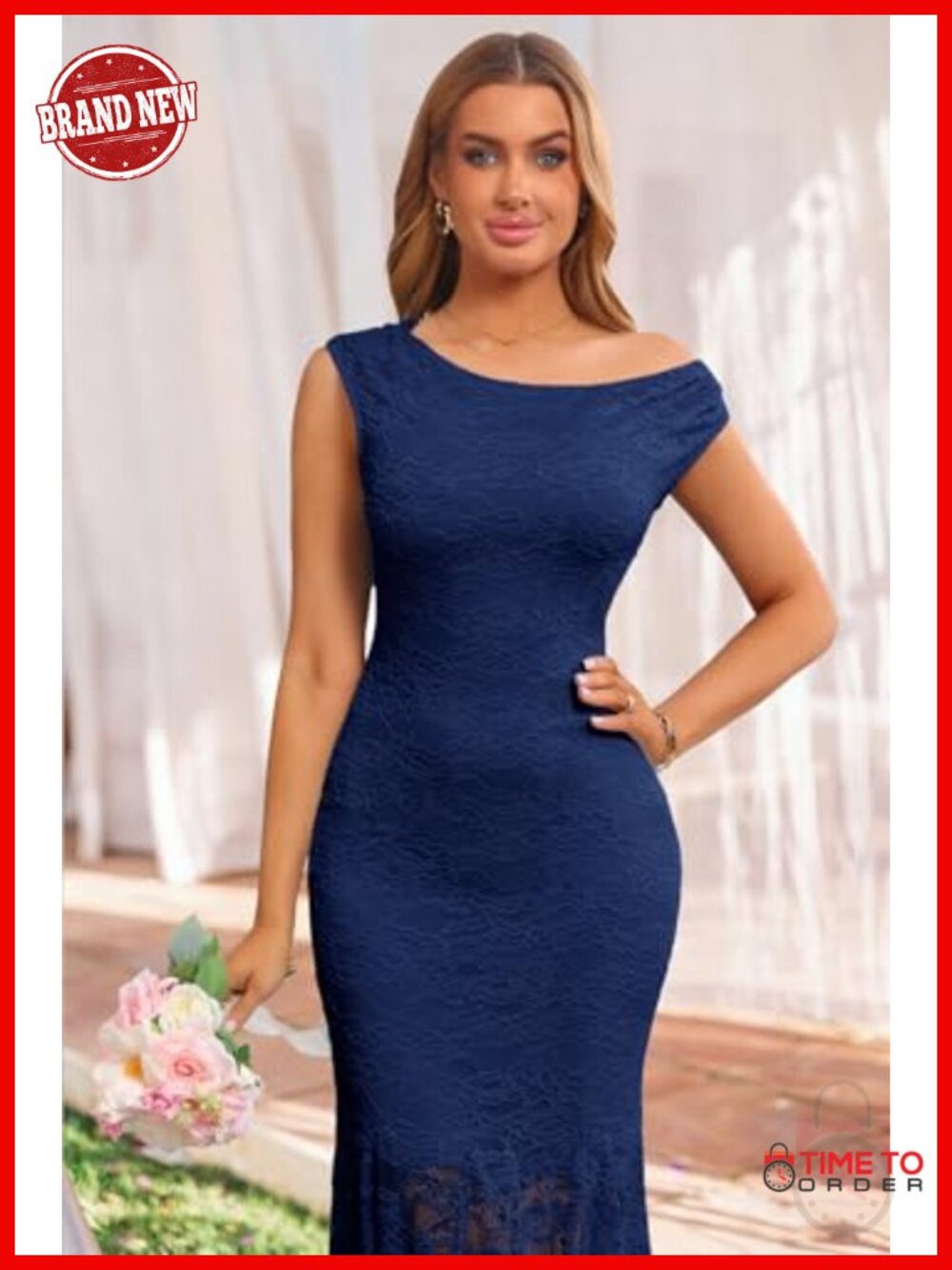 MITILLY Off Shoulder Bodycon Maxi Dress Lace Wedding Guest Cocktail - Picture 4 of 5